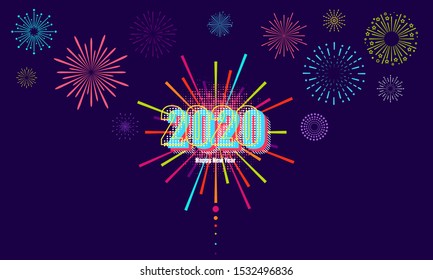 Firework 2020,Background with Happy new year festive background  vector design
