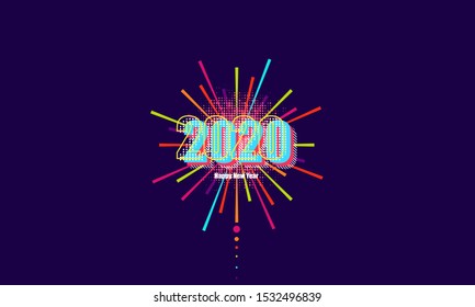 Firework 2020,Background with Happy new year festive background  vector design