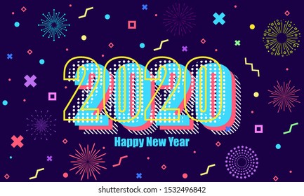 Firework 2020,Background with Happy new year festive background  vector design