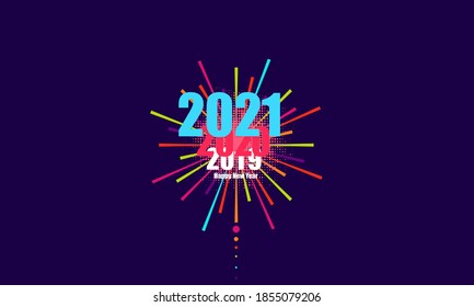 Firework 2021,Background with Happy new year festive background  vector design