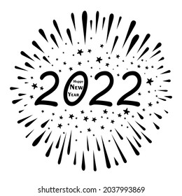 Firework 2022 New year.  Congratulations or invitation background. Design for poster, invitation, card, banner, flyer. Winter holidays. New Year holidays background.  Vector illustration