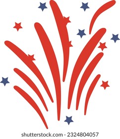 firework 4th of july clipart, 4th of July set of rainbows. Patriotic iridescent shirt design. Happy Independence day, 4th July national holiday. Usable as greeting card, banner, background