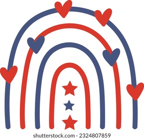 firework 4th of july clipart, 4th of July set of rainbows. Patriotic iridescent shirt design. Happy Independence day, 4th July national holiday. Usable as greeting card, banner, background