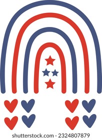 firework 4th of july clipart, 4th of July set of rainbows. Patriotic iridescent shirt design. Happy Independence day, 4th July national holiday. Usable as greeting card, banner, background