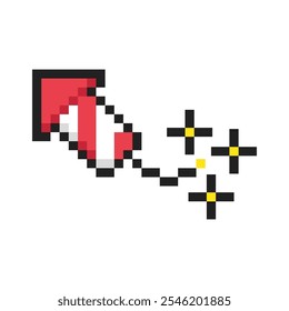 Icono de fuegos artificiales de 8 bits, elemento de fuegos artificiales de pixel art.
