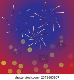 Firework animation realistic poster set with congratulations and festival symbols isolated vector illustration