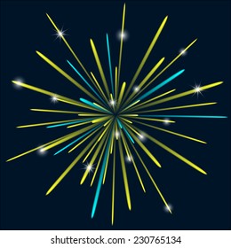 Firework background bark blue color. Vector illustration
