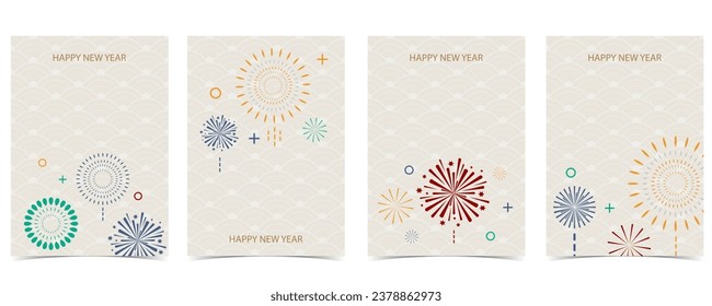 firework background in chinese style.Editable vector illustration for postcard,banner