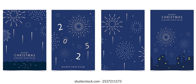 firework background in night city.Editable vector illustration for a4 vertical design