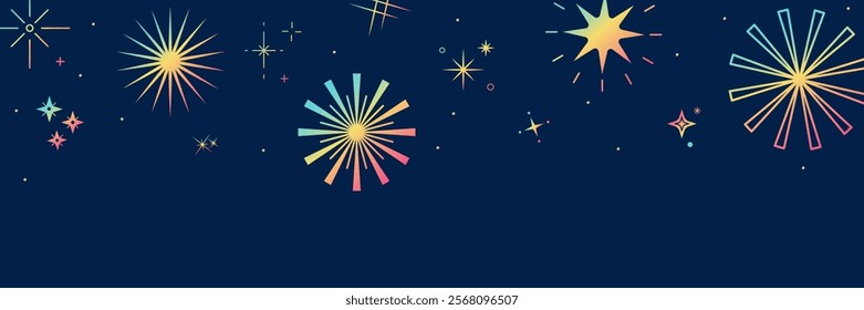 Firework banner. Festive background with geometric stars. Vector illustration