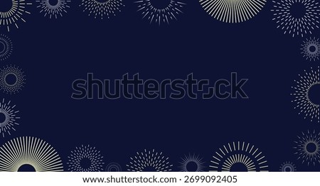 Firework border background, gold and silver fireworks frame, firework banner, New Year 2026 greeting with firework bursts, festive mood.