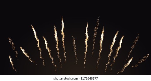 Firework burst isolated on dark horizontal background. Vector design element