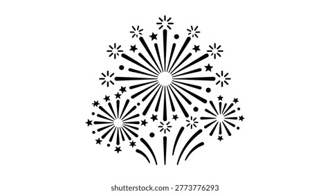 firework burst silhouette black and white graphic