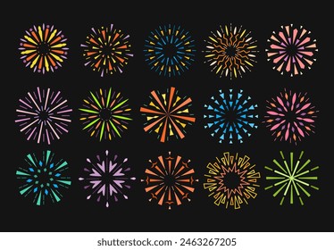 Firework burst vector illustration set