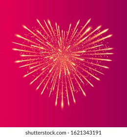 Firework bursting in heart shape