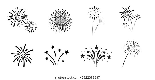 Firework Bursts, Celebration Spark Effects, Festival Fireworks Vector