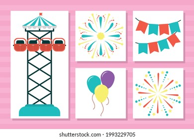 firework bursts and fair icon set