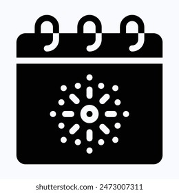 Calendario de fuegos artificiales, Calendario de Año Nuevo, Calendario de Vector.