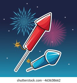 firework celebration explosion icon. Colorfull and night background Vector graphic
