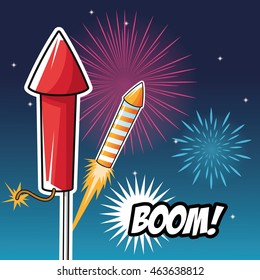 firework celebration explosion icon. Colorfull and night background Vector graphic