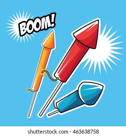 firework celebration explosion night icon. Colorfull illustration blue background. Vector graphic