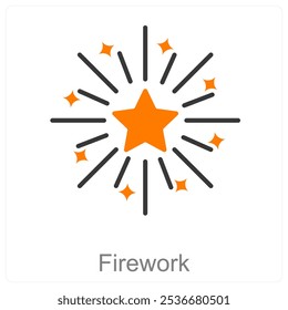 Conceito de ícone de fogos de artifício e celebração