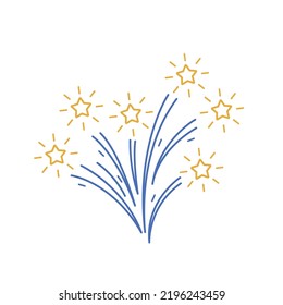 Firework for celebration, party, and new year event. Happy anniversary greeting card. Vector illustration