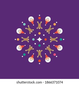 Firework with Christmas Elements. Vector illustration. 