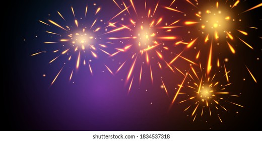 firework and christmas themed Celebration party 2021 Happy New Year Gold background design.