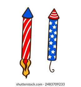 Fuegos artificiales coloreados en colores nacionales de USA bandera para decoración, carteles, invitaciones, menús, Anuncios. ELEMENTOS del Día de la Independencia