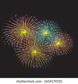 Firework colorful on black background. EPS.file