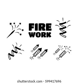 Firework company line logo design illustration