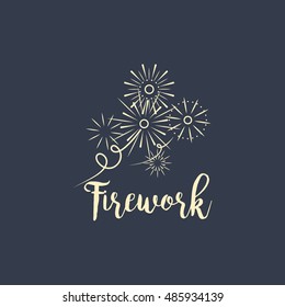 Firework company logo design on the dark background. Vector illustration