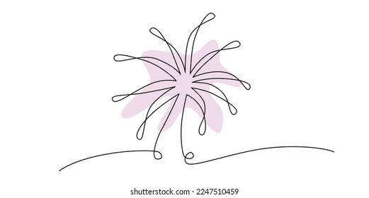 Firework continuous single line. Vector stock illustration isolated on white background for design template invitation, banner, photo album, book. Editable stroke. EPS10 