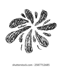 Firework crayon drawing isolated on white background. firecracker in pencil doodle style. Black conceptual sketch childish vector hand drawn illustration