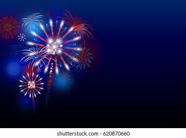 Firework design at night with copy space vector illustration 