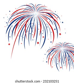 Firework design on white background 
