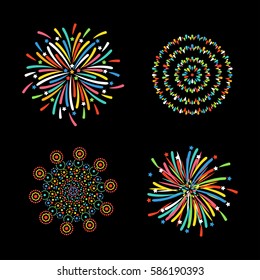 Firework different shapes colorful festive vector.