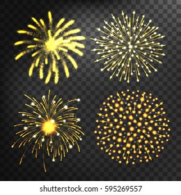 Firework different shapes colorful festive vector.