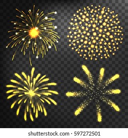 Firework different shapes colorful festive vector.