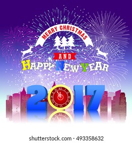 Firework Display for Merry christmas and Happy new year 2017 