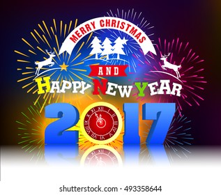 Firework Display for Merry christmas and Happy new year 2017 