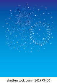 Firework display on Fourth of July or New Year's Eve greetings card