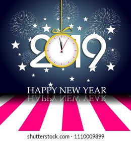 Firework displayed for Happy New year 2019 and holidays concept