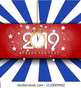 Firework displayed for Happy New year 2019 and holidays concept