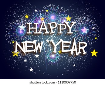 Firework displayed for Happy New year 2019 and holidays concept