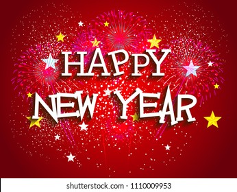 Firework displayed for Happy New year 2019 and holidays concept