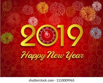 Firework displayed for Happy New year 2019 and holidays concept