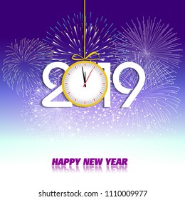 Firework displayed for Happy New year 2019 and holidays concept