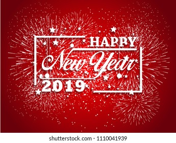 Firework displayed for Happy New year 2019 and holidays concept